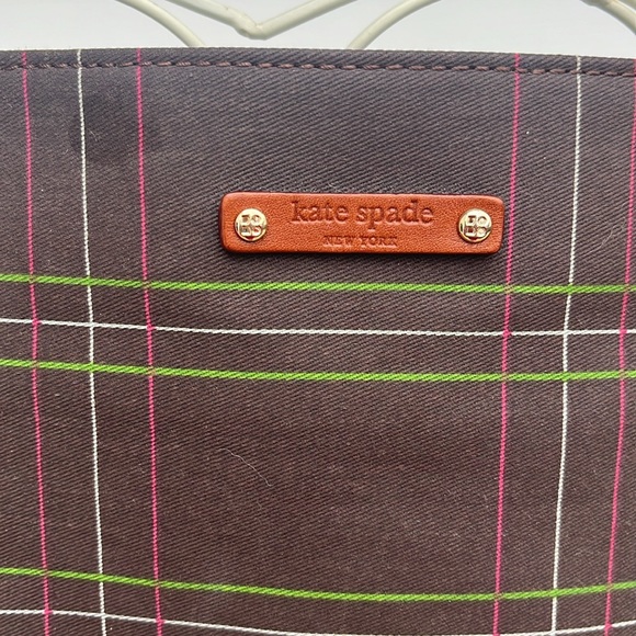 Kate spade beautiful plaid tote with leather handles - Picture 3 of 7